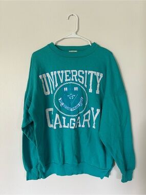 Vintage University Calgary Teal Sweater Large